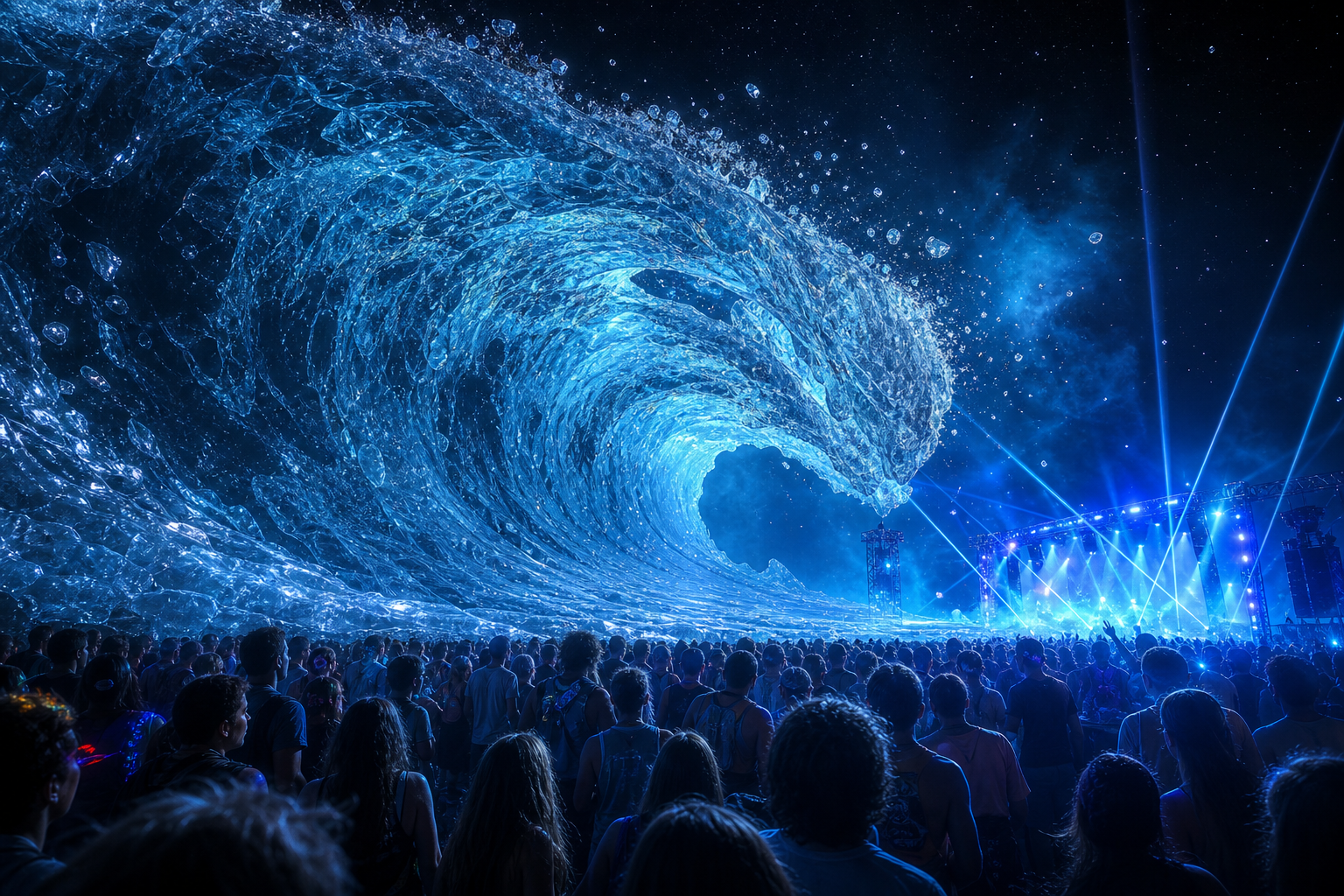 Frozen wave over crowd