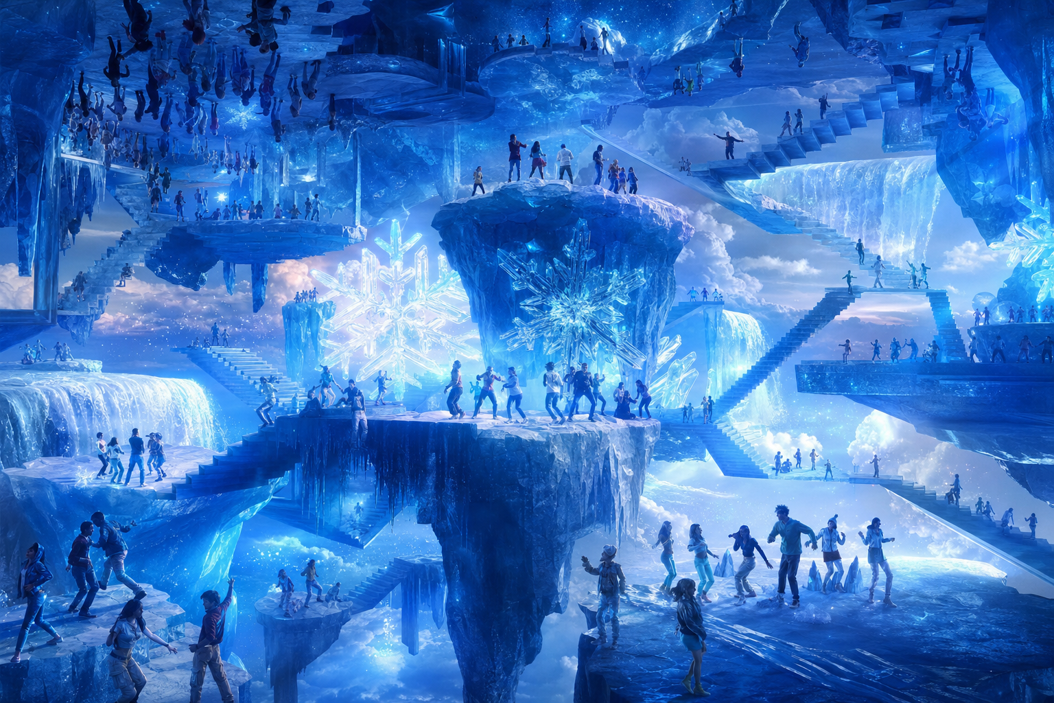 Gravity-defying frozen world